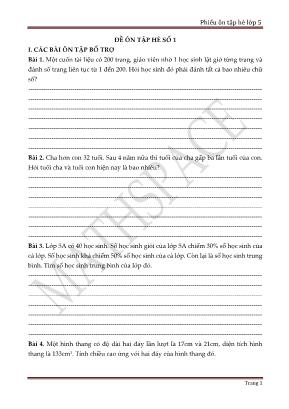 Đề ôn tập hè môn Toán - Đề số 1